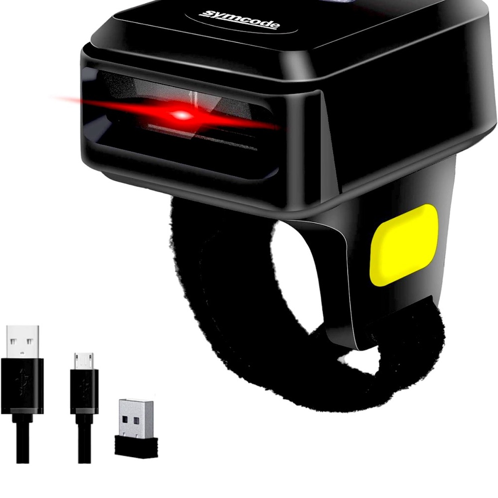 Symcode 2D Bluetooth Wireless QR Barcode Scanner,Portable Ring Wearable Finger